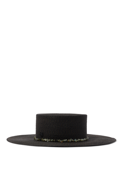 Lana Beaded Straw Wide-Brim Hat